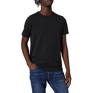 Marc O'Polo Heren T-shirt met ronde hals, comfortabel bovendeel van biologisch katoen, klassiek shirt met korte mouwen, zwart, XS