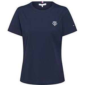 Tommy Hilfiger Dames New Th ESS Embroidery Tee Ss T-shirt, blauw (Blue Dw5), XXS