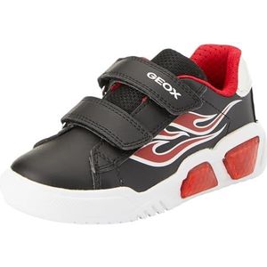 Geox J ILLUMINUS Boy A Sneaker, zwart/rood, 34 EU, zwart-rood, 34 EU