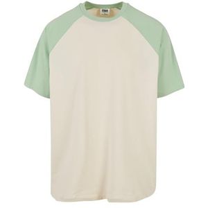 Urban Classics Heren T-shirt van biologisch katoen, organisch, oversized raglan Tee, heren bovendeel verkrijgbaar in 2 kleuren, maten XS - 5XL, wit zand/vintage groen, XXL