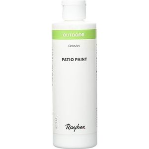 Rayher 38611102 Patio Paint, wit, fles 236 ml, weerbestendige acrylverf voor buiten, lichtecht, kleur voor binnen en buiten, outdoor verf