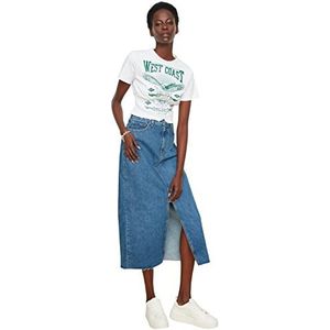 Trendyol Dames Witte Crop Gebreide Blouse, S