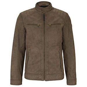 TOM TAILOR Bikerjack voor heren van velours, 26306 - Stone Grey Fake Leer, L