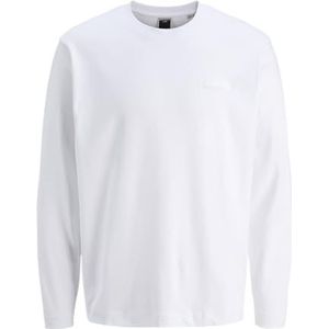 Jack & Jones - Jcofusion Interlock Tee Ls Crew Neck - Wit - T-shirt - Lange Mouwen