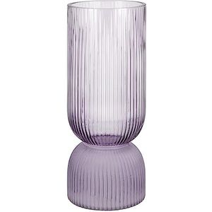 GILDE Decoratieve vaas glazen vaas - zomerse decoratie en bloemenvaas voor balkon en terras - kleur: lila - hoogte 26 cm