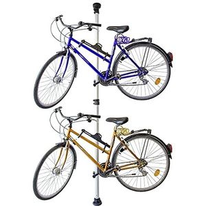Relaxdays telescopische fiets ophangsysteem, voor 2 fietsen, verstelbaar, tot 40 kg, 3.4 m, aluminium, plafond, zilver