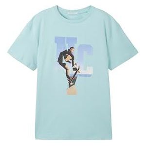 TOM TAILOR T-shirt voor jongens, 13117 - Pastel Turquoise, 140 cm