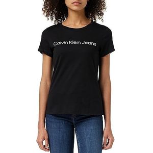 Calvin Klein Jeans Dames Core Instit Logo Slim Fit Tee S/S T-shirts, zwart., S