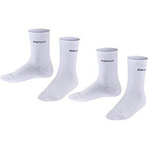 ESPRIT Uniseks-kind Sokken Foot Logo 2-Pack K SO Katoen Eenkleurig Multipack 2 Paar, Wit (Off-White 2010), 35-38