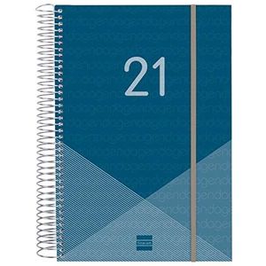 Finocam - Kalender 2021 1 dag pagina spiraal jaar blauw Spaans - 186 x 212 mm