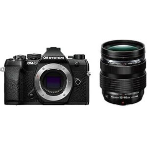 OM SYSTEM OM-5 Mark II MFT-camera met M.Zuiko Digital ED 12-40mm F2.8 PRO II, 20MP Live MOS-sensor, 5-assige IS, IP53 weer-verzegeld, 50MP handheld High-Res opname, Zwart