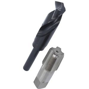 Drill America POU Serie 3/4""NPT Tap en Boor Set, 3/4"" Carbon Staal NPT Tap en 59/64"" HSS Boor w/1/2"" Schacht in Plastic Case
