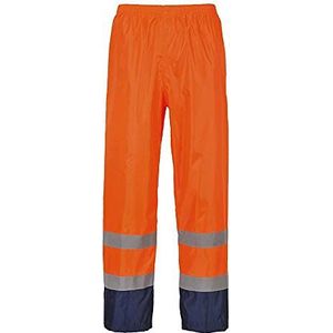 Portwest H444 Hi-Vis Klassieke Tweekleuren Regenbroek, Oranje/Marine, Grootte M