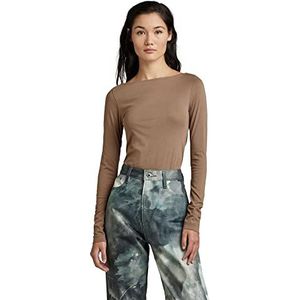 G-STAR Raw Boat Slim Long Sleeve T-shirt voor dames, bruin (Deep Walnut D22754-d266-b743), S