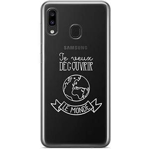 Zokko Beschermhoes voor Samsung A20E, motief Elk Veux decover Le Monde - zacht, transparant, inkt wit