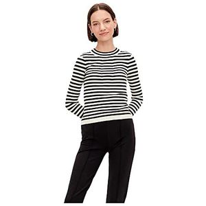 PIECES Pccrista Ls O-Neck Knit Noos Bc Pullover voor dames, Zwart/Stripes: met Birch Stripes M, XXL