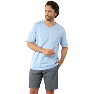 EMINENCE - Korte Pyjama - Blauw - Jersey - Korte Mouwen - Opgestikte Borstzak