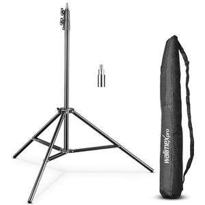 Walimex pro FT-8051 Lampstatief 260 cm - lichtstatief met veerdemping, hoogte max 260 cm, 5 kg draagvermogen, aluminium, voor fotografie studio outdoor, met tas en adapter, zwart