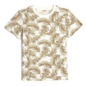 Koton Boys's T-shirt met korte mouwen, ronde hals, bloemenprint, Beige design (0d5), 11-12 Jaar