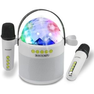 Bontempi | Draadloze luidspreker met dubbele microfoon en ledlampen, 18,5 x 17 x 12 cm