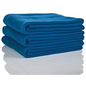 Glart 3 stuks Oeko Tex fleecedekens, kleur: marineblauw, afmetingen 130 x 160 cm, meer dan 200 g/m2, woondeken te gebruiken als deken voor op de bank, knusse deken, foulard, picknickdeken