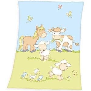 Herding Fynn babydeken, boerderijmotief, 75 x 100 cm, microvezelfleece, meerkleurig