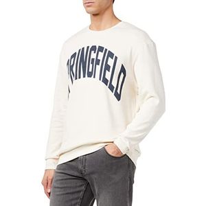 Springfield Sweatshirt, bedrukt met witte achtergrond, normaal voor heren, Witte achtergrond, M