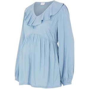 bestseller a/s Dames MLMERCY L/S Frill TOP A. shirt met lange mouwen, Faded Denim, S
