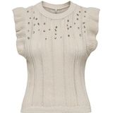 Wikkeltop - O-hals - Mouwloos - Ruches - Gebreid - Regular Fit