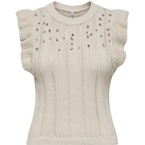 Wikkeltop - O-hals - Mouwloos - Ruches - Gebreid - Regular Fit