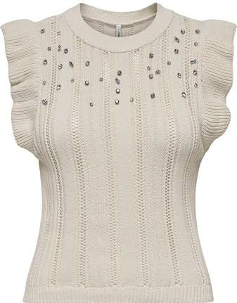 Wikkeltop - O-hals - Mouwloos - Ruches - Gebreid - Regular Fit