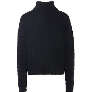 myMo Dames gestructureerde gebreide trui met rolkraag acryl zwart maat XL/XXL, zwart, XL