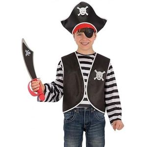 Carnival Toys 6663 - Set van bekleding, piraat jongen met vest, bandana, hoed en oogflap