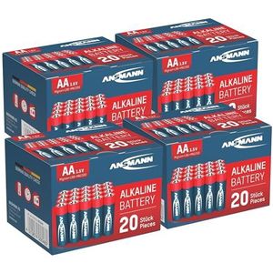 ANSMANN Alkaline batterij Mignon AA / LR06 1,5 V/Longlife alkaline batterij voordeelpakket in een praktische voorraaddoos / 80 stuks
