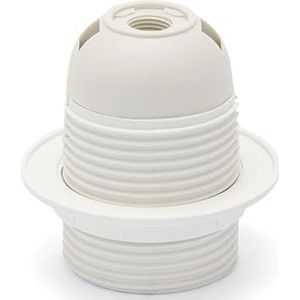 E27 thermoplastische lamphouder. Gedeeltelijk geschroefd, met ringmoer. Wit