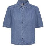 PIECES - SS Denim Shirt - Blouse - Blauw