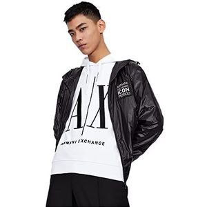 Armani Exchange Heren hoodie, Maxi Print Logo On Front Sweatshirt, wit, XL