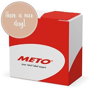 Meto Promotion etiketten in dispenser (80 mm rond, pastelbruin, permanent klevend, 500 Have a Nice Day stickers per labelrol)