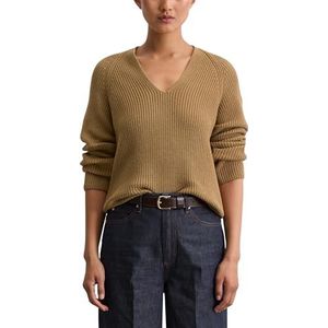 Marc O'Polo - Trui - Donkerbeige - V-hals - Lange Mouw