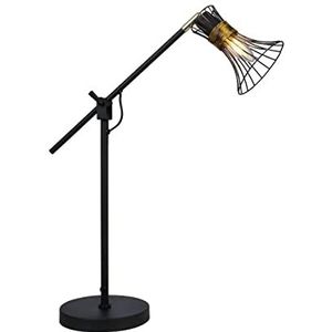 Schrijftafel leeslamp eetkamer bar kegel lamp zwart goud aanpasbaar Globo 54814T