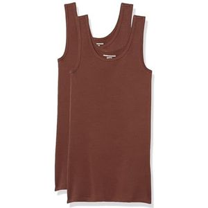 Amazon Essentials Women's Tanktop met slanke pasvorm, Pack of 2, Bruin, S