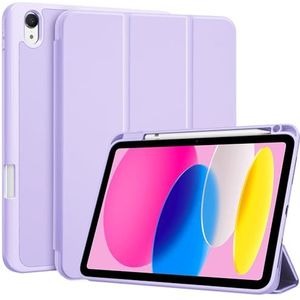 ProCase voor iPad 10e generatie hoesje met potloodhouder, iPad-hoes 10e generatie (model 2022) 10,9 inch iPad 10 hoesje, 10e generatie iPad-hoesjes hoes met penhouder voor iPad 10e generatie - paars