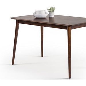 ZINUS Jen 120 cm grote eettafel van hout, keukentafel van massief hout, eenvoudige montage, espressokleur,
