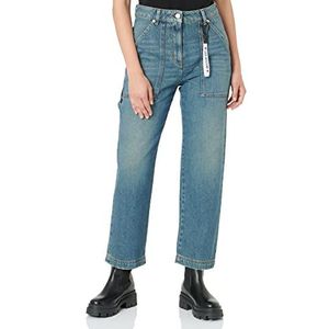 Love Moschino Workwear with Logo Gadget casual broek dames, Medium Blue Denim, 46 NL