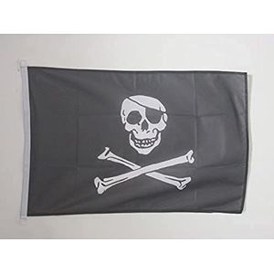 Piratenvlag 90x60 cm voor buiten - Piratenvlaggen 90 x 60 cm - Banner 2x3 ft Gebreid Polyester met ringen - AZ FLAG