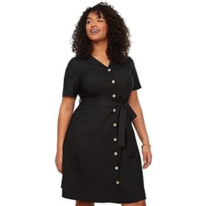 Trendyol Mini-shirt voor dames, regular plus size jurk, Zwart, 70 grote maten