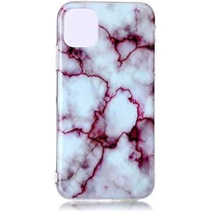 iPhone 11 - zachte siliconen rubber case marmer wit-roze