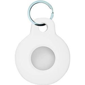 Sleutelhoes AirTag beschermhoes silicone Airtag draagbaar krasbestendig Apple Tag sleutelhanger portemonnee sleutel bagage rugzak halsband voor huisdier (wit)