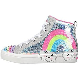 Skechers TWI-Lites 2.0 Rainbow Daydreams, sneakers voor meisjes, Omrand van kunstmatige hemelboog, zilverkleurig, 35 EU