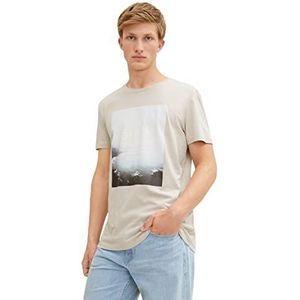 TOM TAILOR Denim Uomini T-shirt met print 1033038, 11754 - Light Dove Grey, M